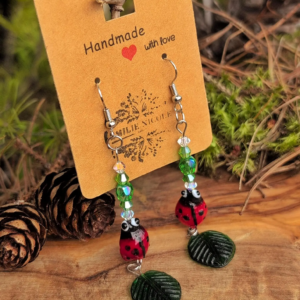 Ladybug Earrings (Green Variant 2) | Wildwood Collection | EmilieNicole.com