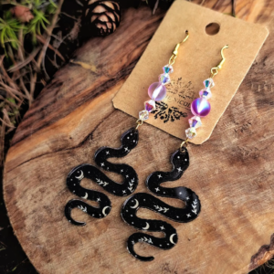 Mystic Snake Earrings (Purple Mermaid Glass Variant) | Wildwood Collection | EmilieNicole.com