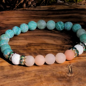 Ocean Kissed Glass & Lava Stone Bracelet | Modern Mystic Collection | EmilieNicole.com